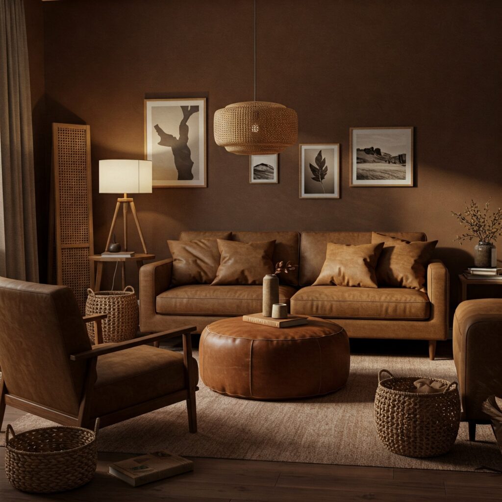 Monochromatic brown living room 1