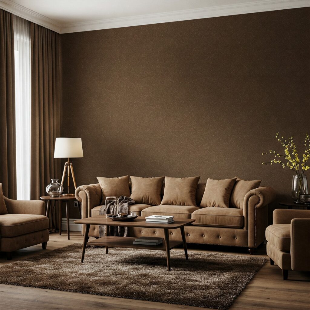 Solid Brown Living Room 1