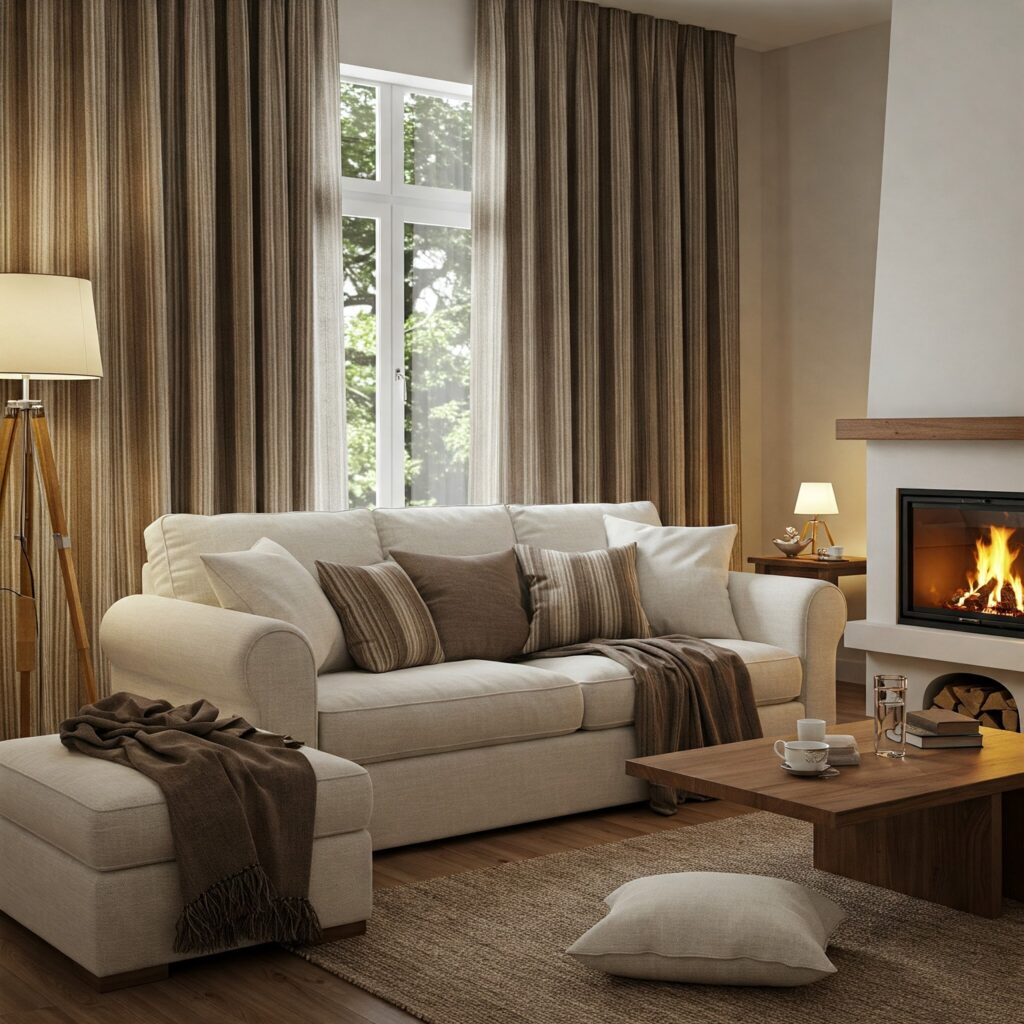 White and Brown Living Room 2