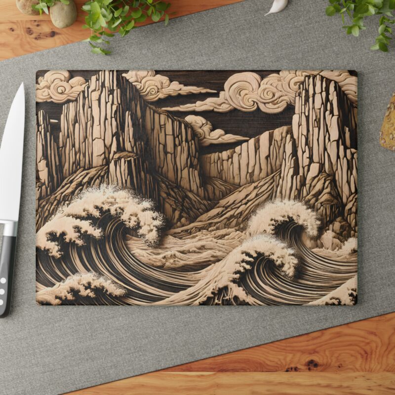 Coastal Grandeur Glass Cutting Board Large Size