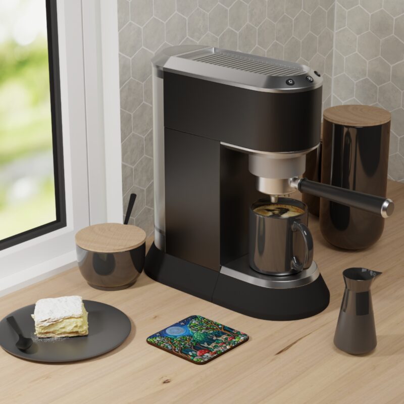 Pebble Forest Coaster on Kitchen Counter View