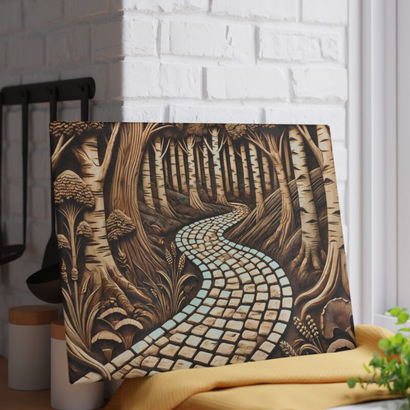 Woodland Trail Glass Cutting Board Horizontal View