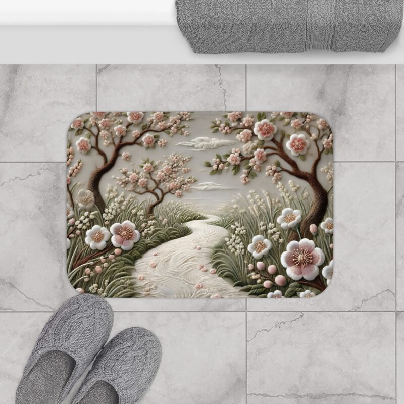 Serene Blossom Bath Mat Small Size