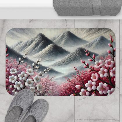 Snowy Cherry Bath Mat