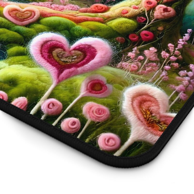 Whimsical Hearts Desk Mat Close Up View