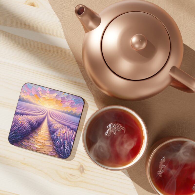 Lavender Dreams Coaster on Kitchen Counter