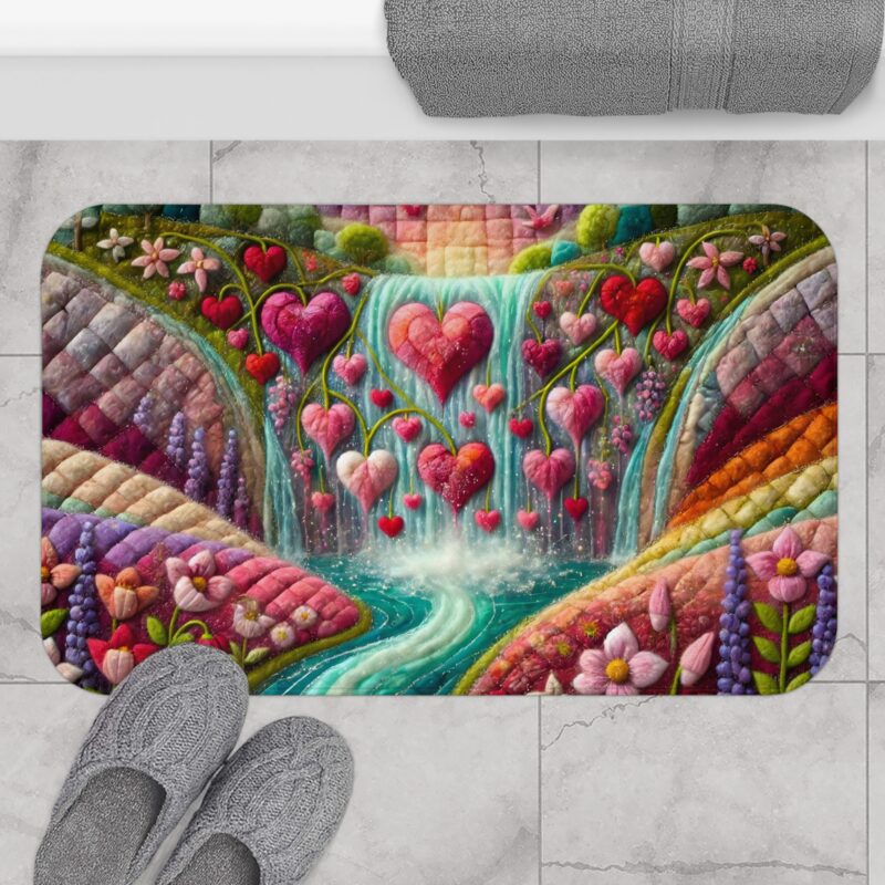 Cascading Hearts Bath Mat Small Size