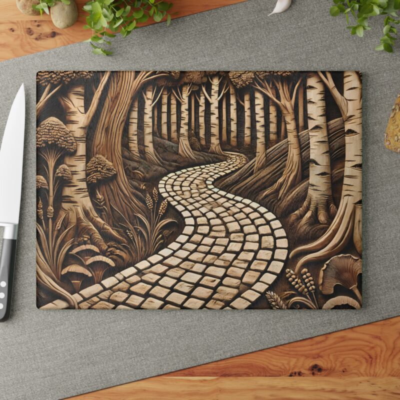 Woodland Trail Glass Cutting Board Large Size