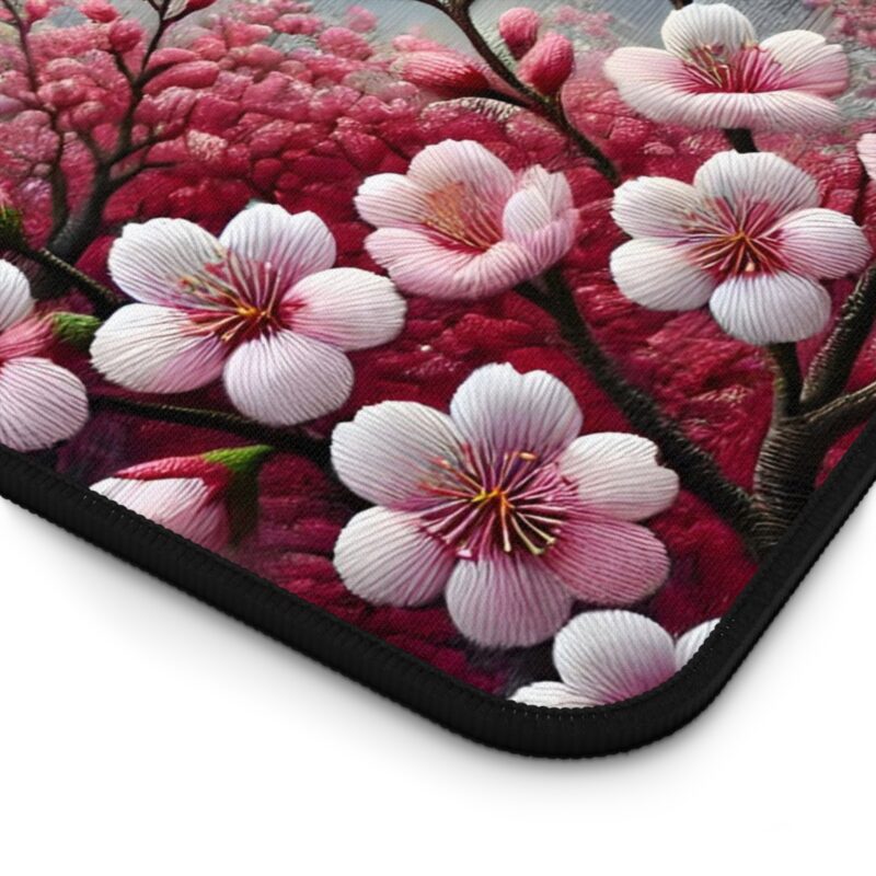 Winter Bloom Desk Mat Close Up View