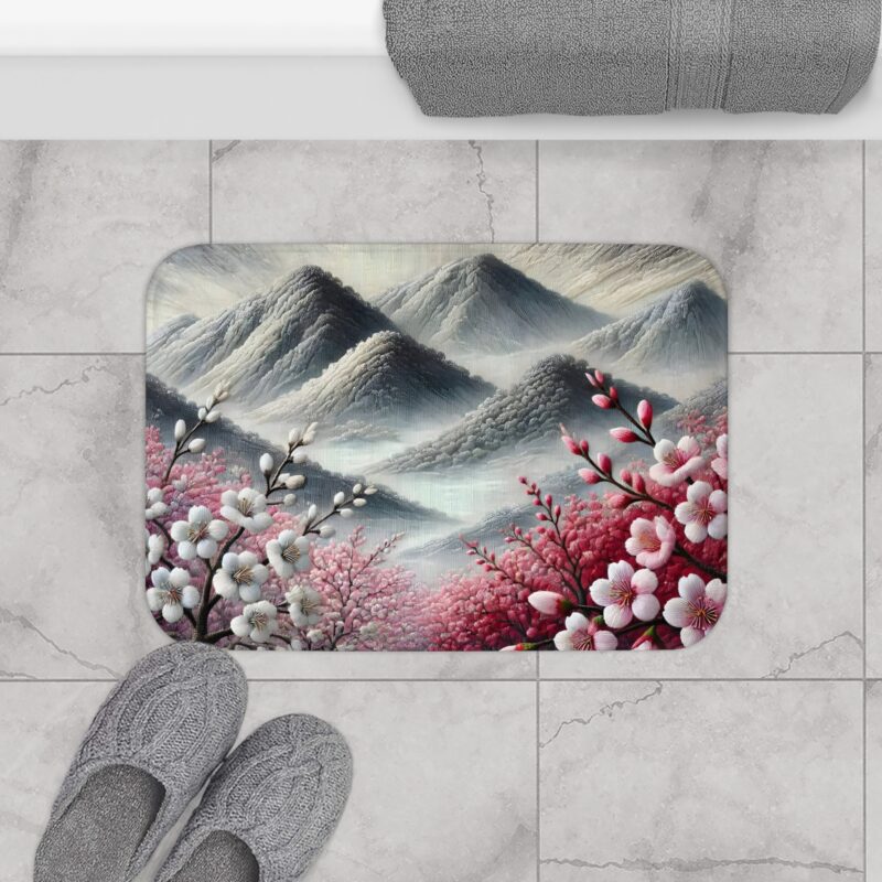 Snowy Cherry Bath Mat Small Size