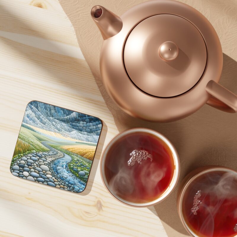 Azure Field Coaster on Kitchen Counter