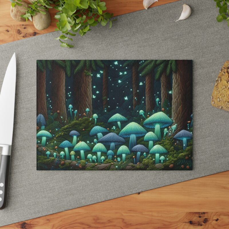 Mushroom Fantasy Glass Cutting Board Small Size