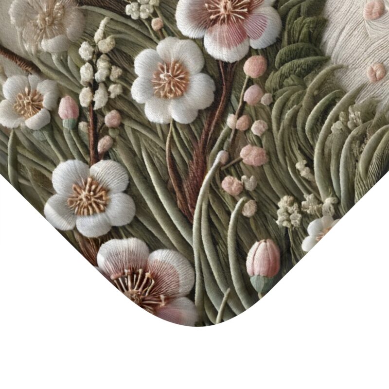 Serene Blossom Bath Mat Close Up View