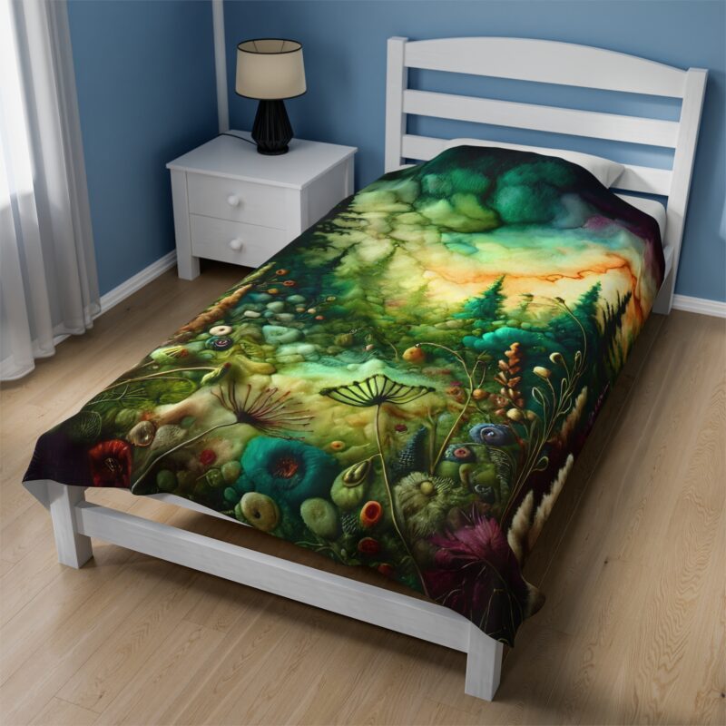 Forest Fantasy Blanket in Minimalistic Bedroom