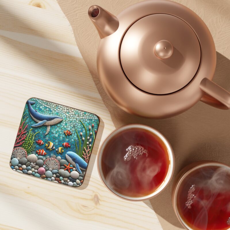 Ocean Pebbles Coaster on Kitchen Counter