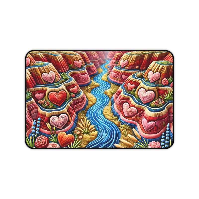 Heart Canyon Desk Mat on White Background