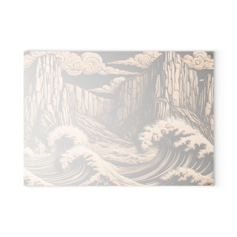 Coastal Grandeur Glass Cutting Board Back View