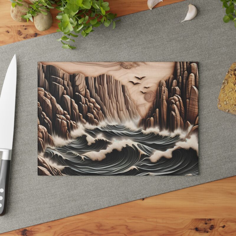 Mountain Waves Glass Cutting Board Small Size