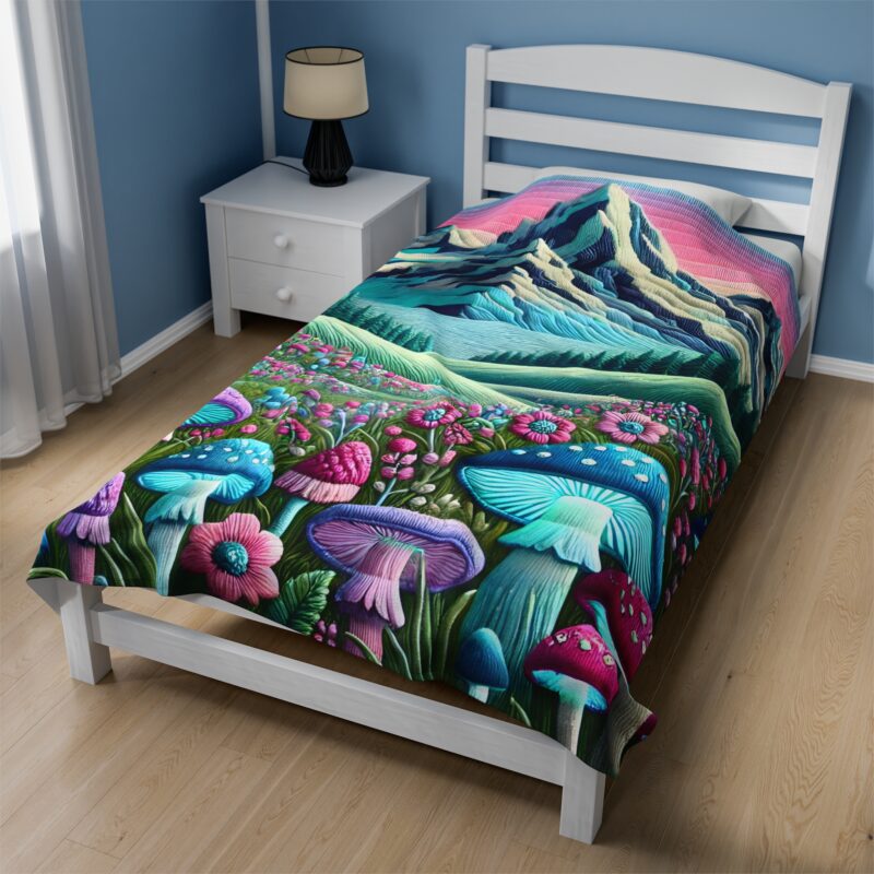 Snowdrift Bloom Blanket in Minimalist Bedroom