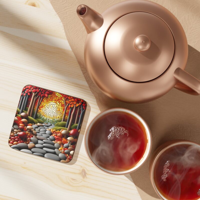 Pebble Autumn Coaster on Kitchen Counter