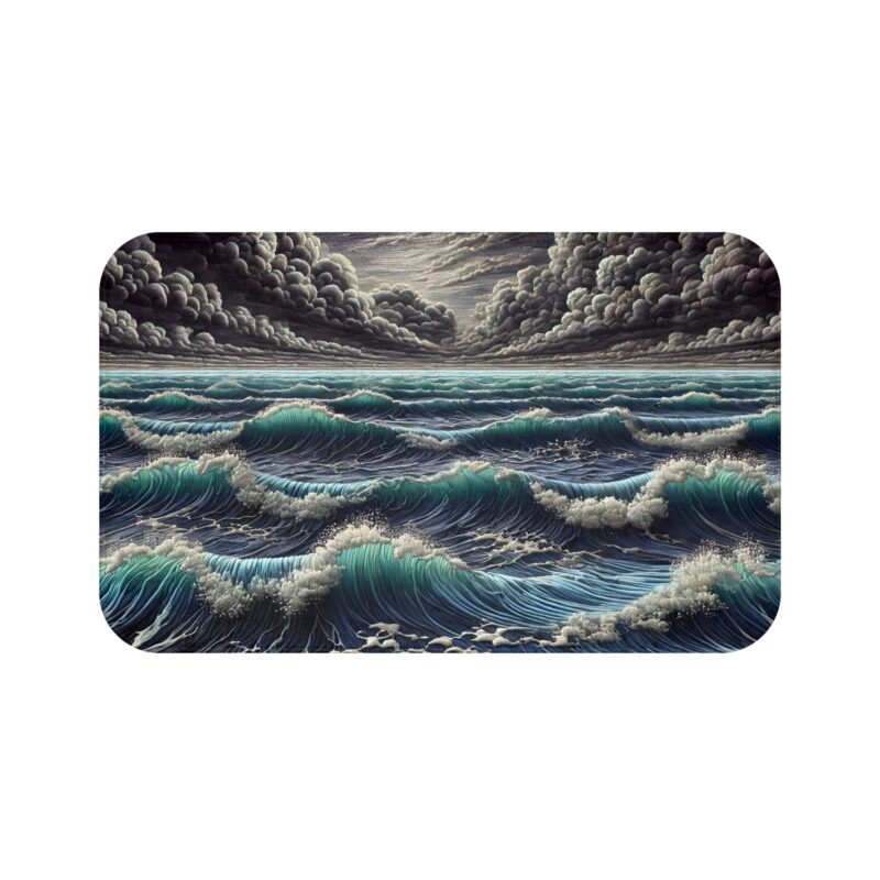 Stormy Seas Bath Mat on White Background