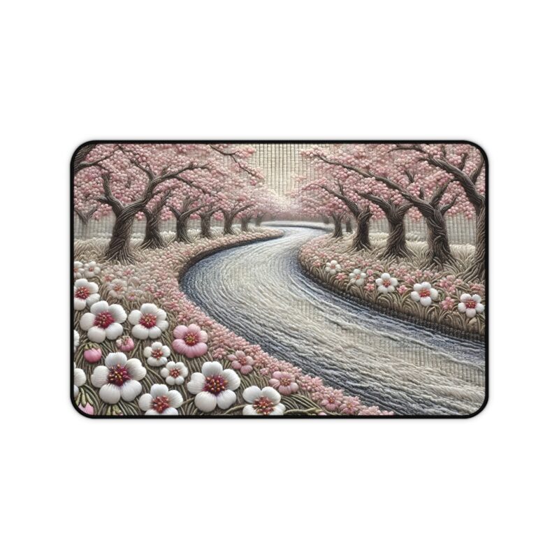River Blossom Desk Mat on White Background