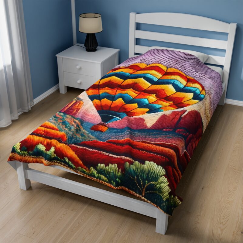 Balloon Odyssey Blanket in Minimalistic Bedroom