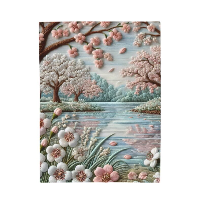 Sakura Lake Haven Blanket on White Background