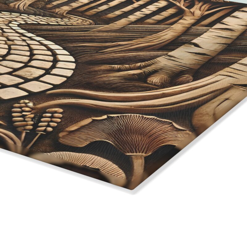 Woodland Trail Glass Cutting Board Close Up View