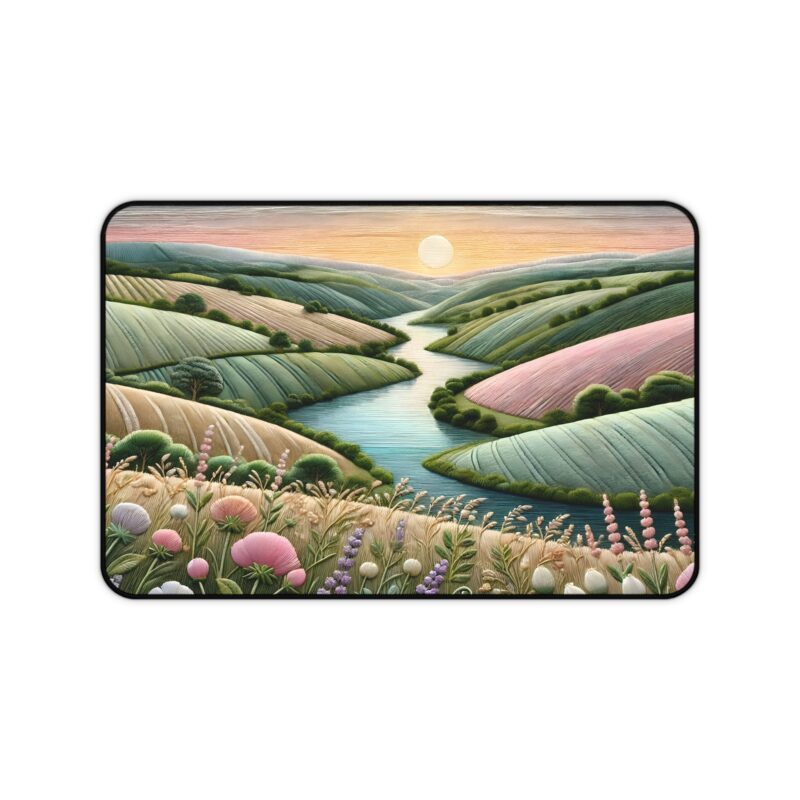 Calm Horizons Desk Mat on White Background