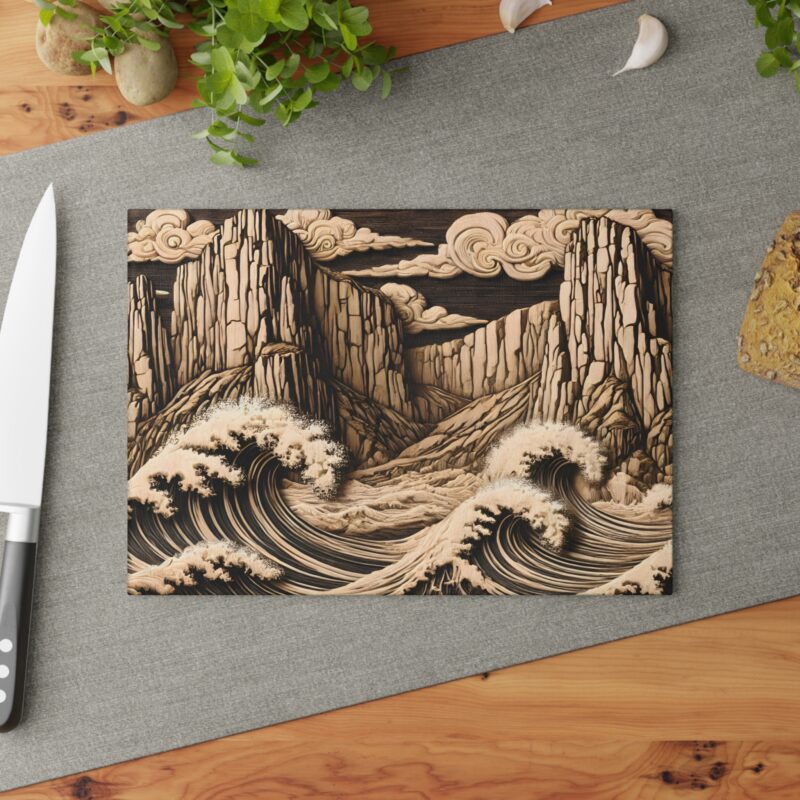 Coastal Grandeur Glass Cutting Board Small Size