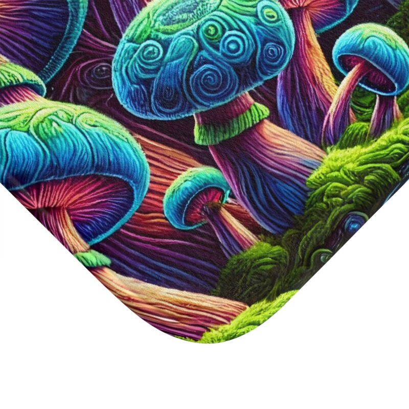 Psychedelic Shrooms Bath Mat Close Up View