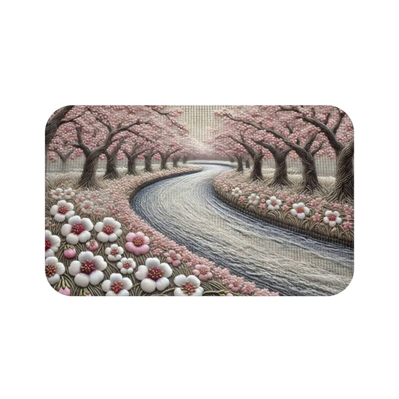 Spring River Bath Mat on White Background