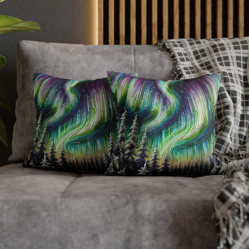 Aurora Majesty Throw Pillow on a Couch