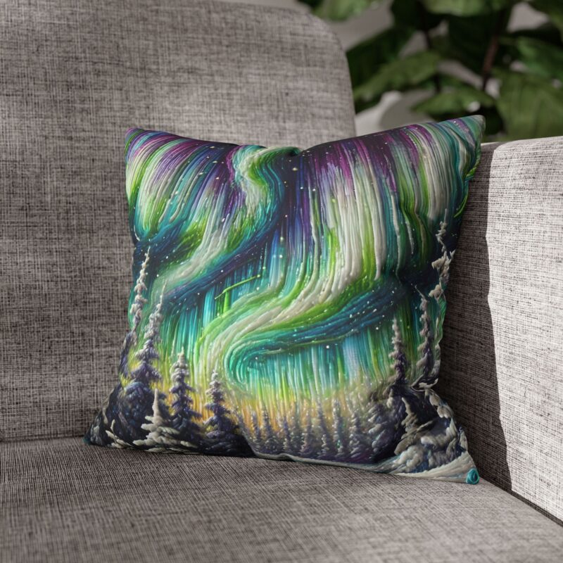 Aurora Majesty Throw Pillow on a Sofa