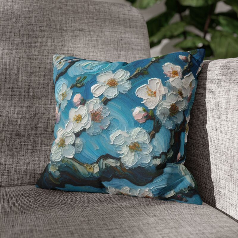 Cherry Bloom Pillow in a Living Room (1)