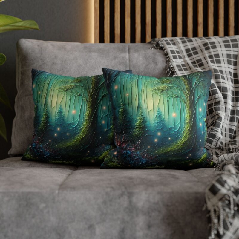 Forest Whimsy Throw Pillow on a Couch