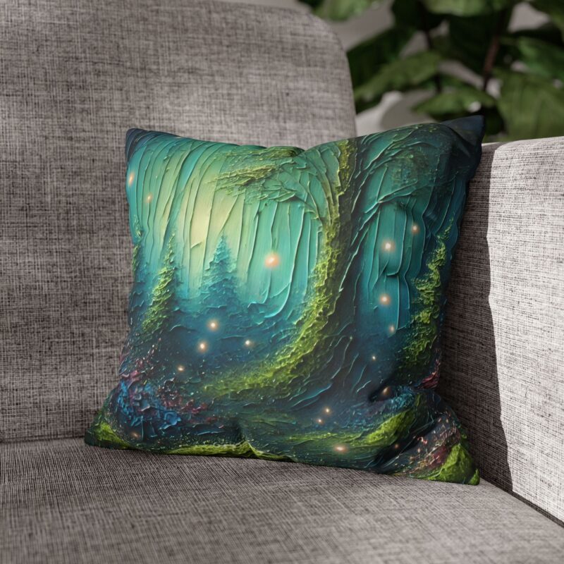 Forest Whimsy Throw Pillow on a Sofa