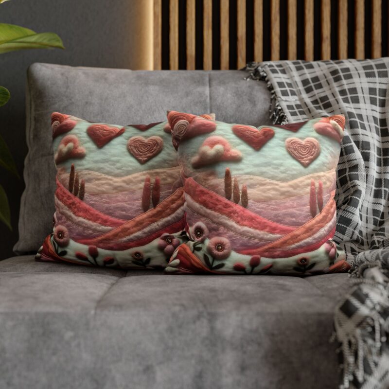 Heartfelt Hues Throw Pillow on a Couch