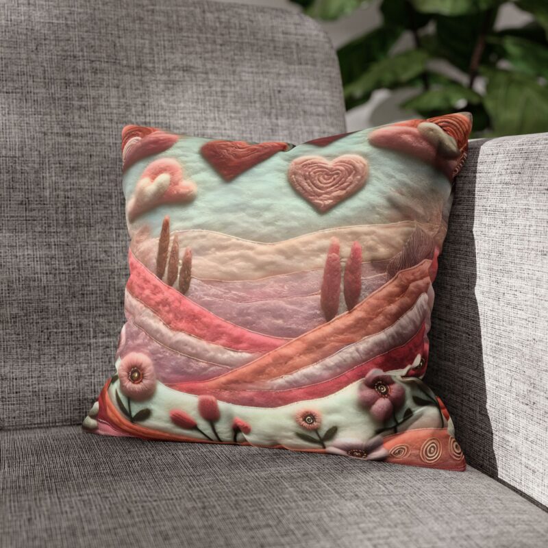 Heartfelt Hues Throw Pillow on a Sofa