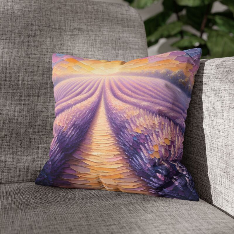 Lavender Sunset Pillow in a Living Room (1)