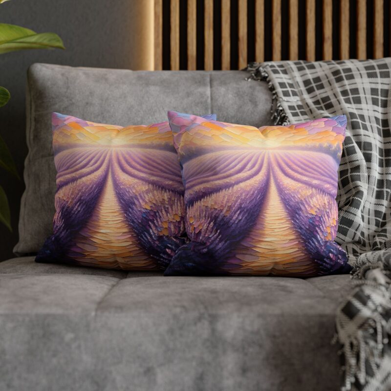 Lavender Sunset Pillow in a Living Room (2)