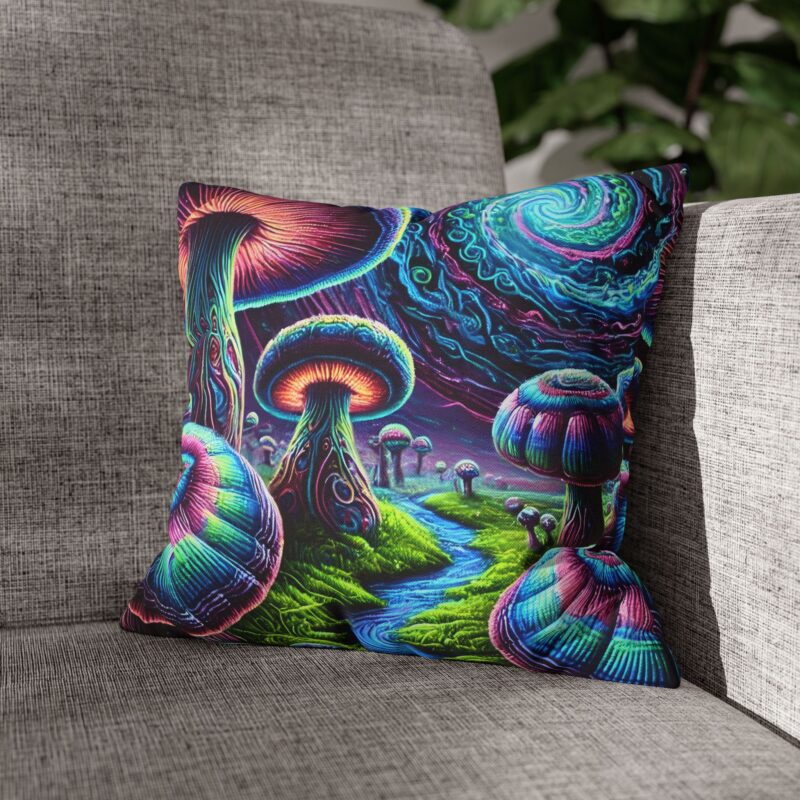 Mushroom Magic Pillow in a Living Room (1)