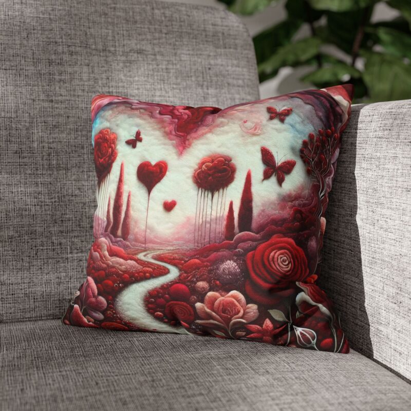 Scarlet Whimsy Pillow in a Living Room (2)