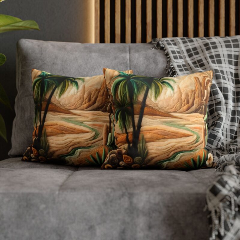 Woven Dunes Throw Pillow on a Couch