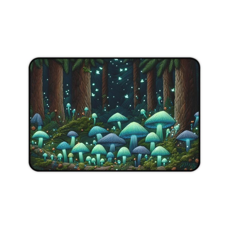 Enchanted Mushroom Desk Mat on White Background