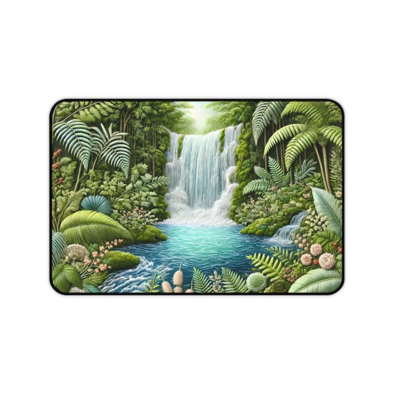 Serene Forest Desk Mat on White Background