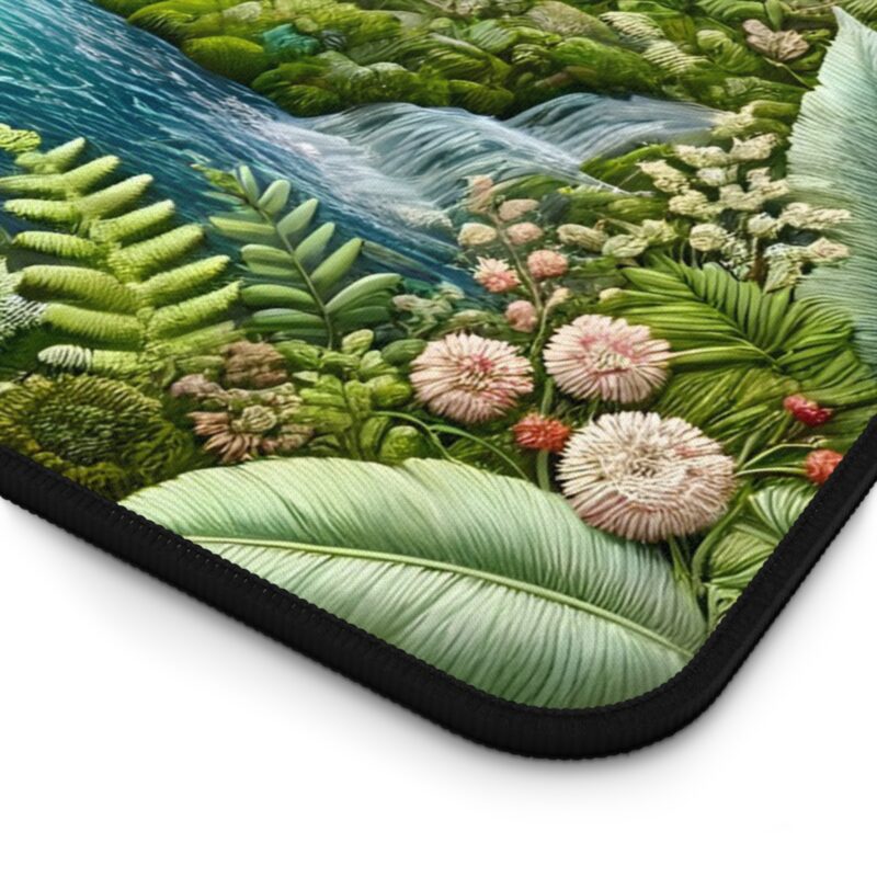 Serene Forest Desk Mat Close Up View