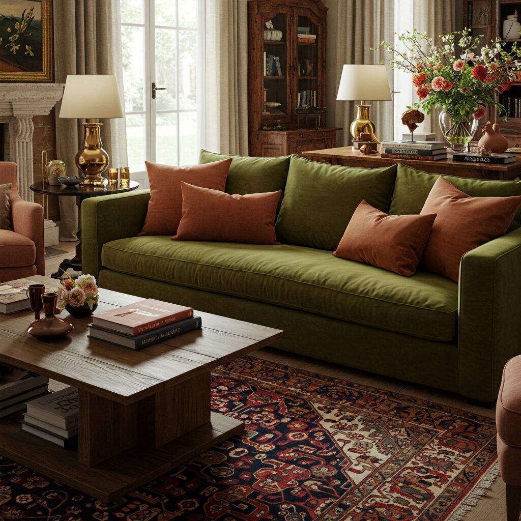 Olive Green Living Room 13