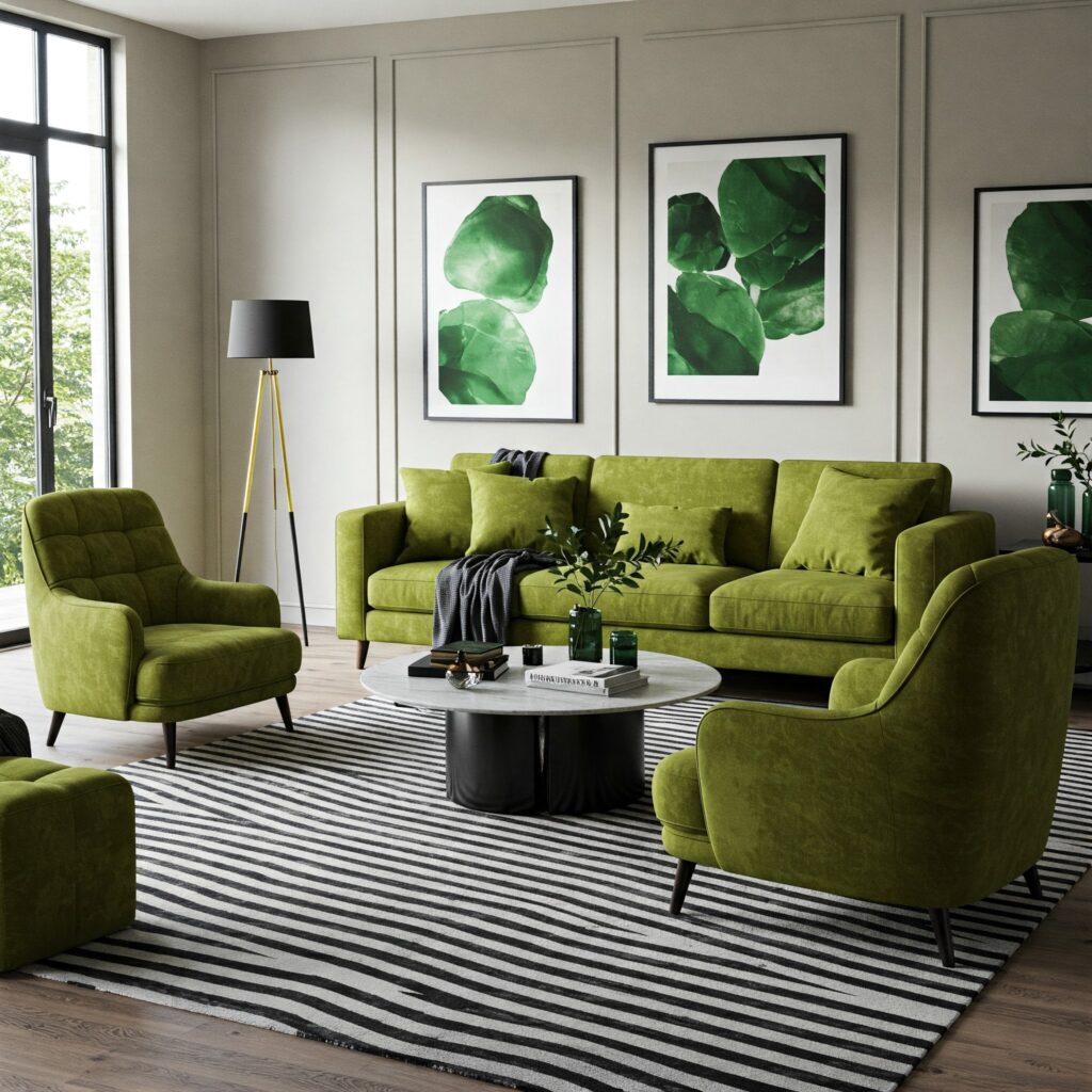 Olive Green Living Room 18